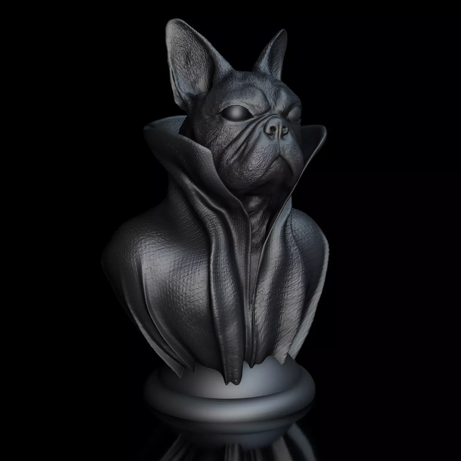 French Bulldog - with Cape Collar on Pedestal 3D print model_0