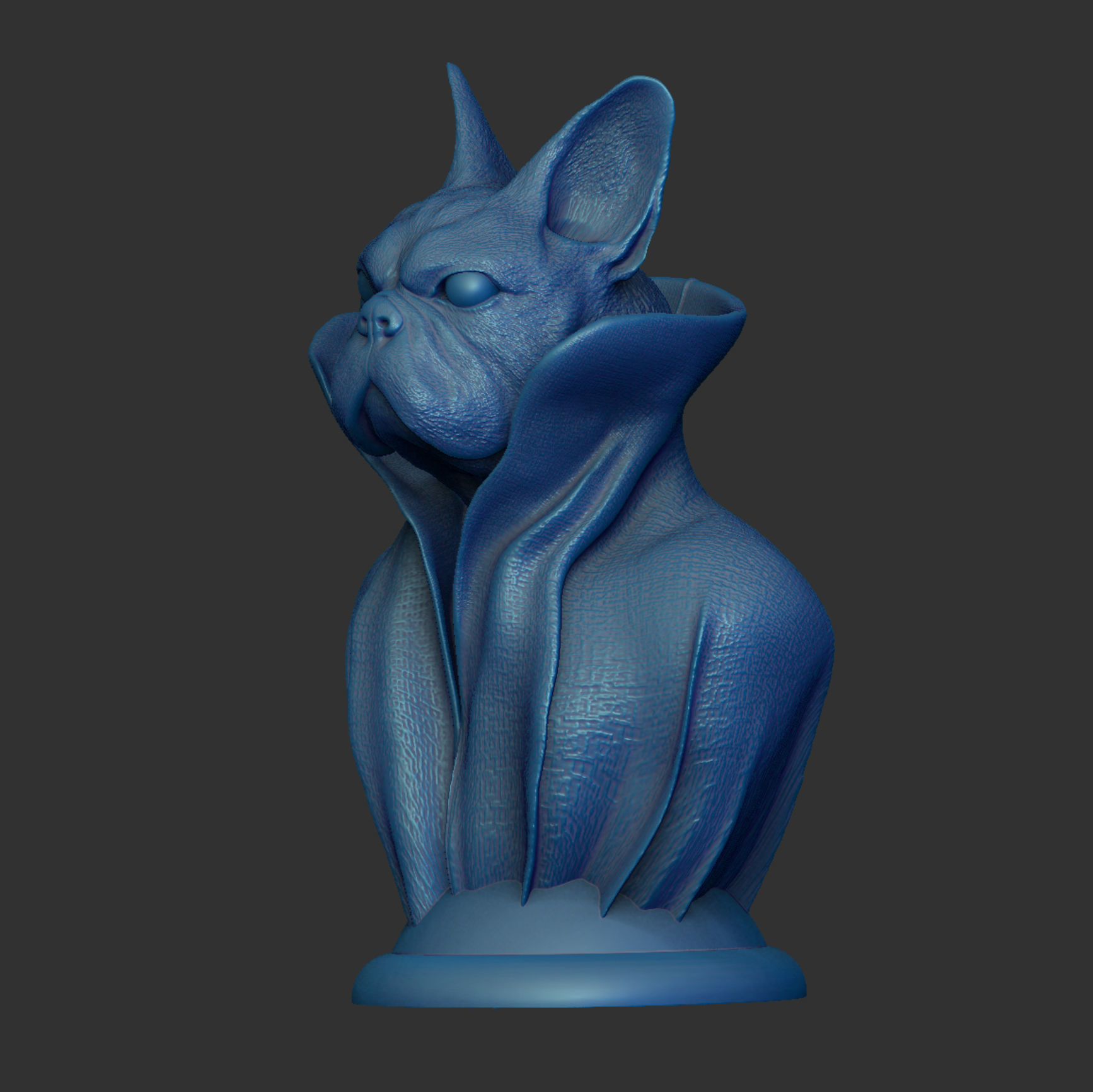 French Bulldog - with Cape Collar on Pedestal 3D print model_4