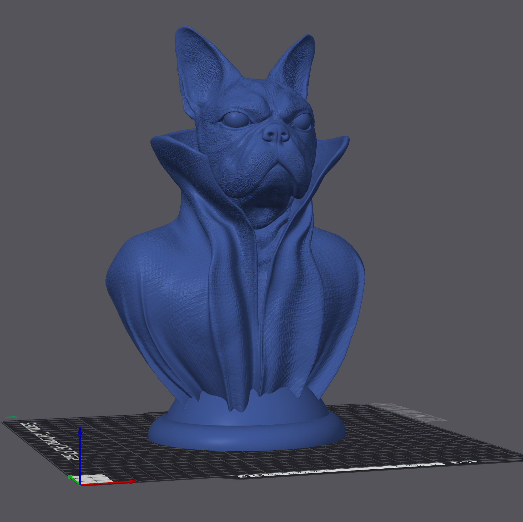 French Bulldog - with Cape Collar on Pedestal 3D print model_5