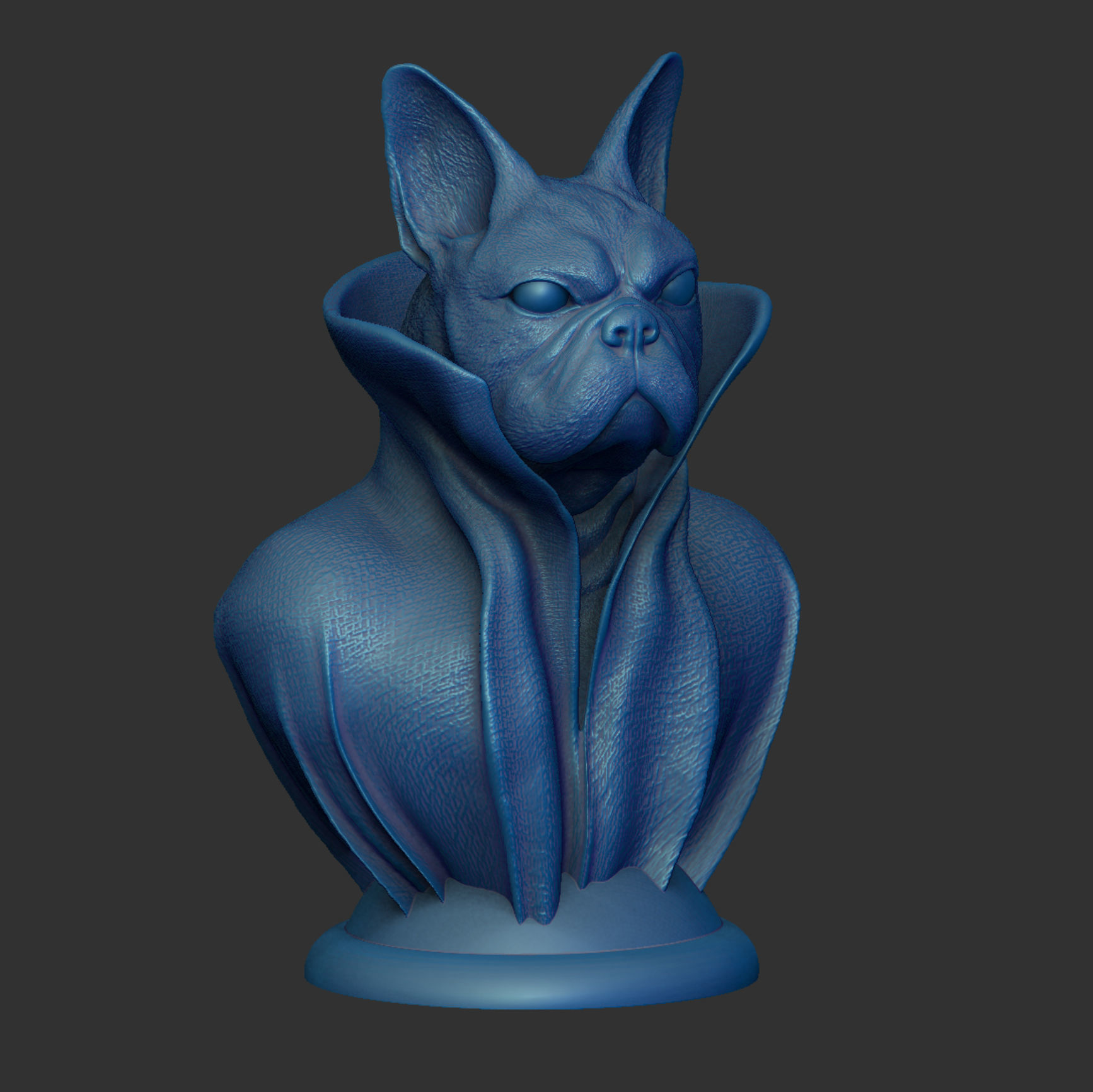 French Bulldog - with Cape Collar on Pedestal 3D print model_3