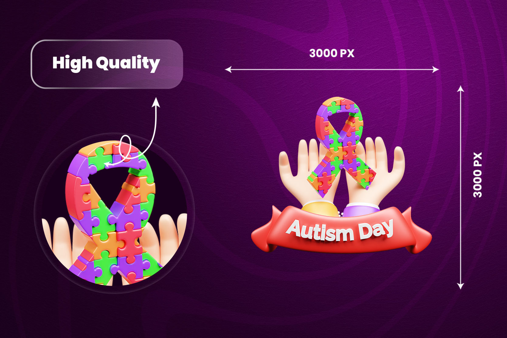 World Autism Awareness Day 3d Illustration Icon Pack 3D model_4
