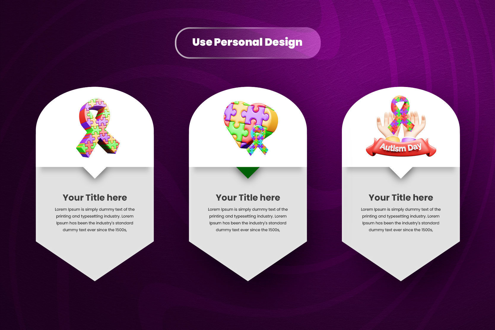 World Autism Awareness Day 3d Illustration Icon Pack 3D model_3