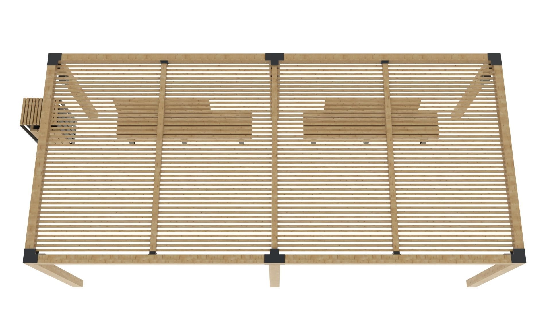 Pergola With Bench and Dustbin 3D model_7