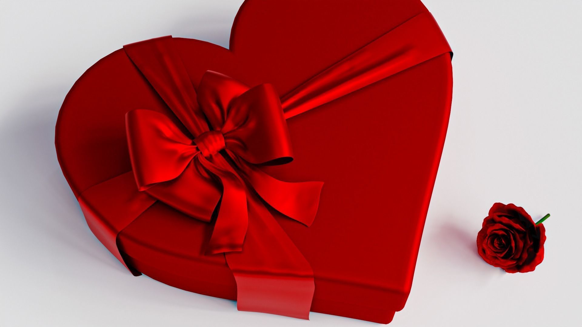 Heart Gift Box with red Roses 3D model_4