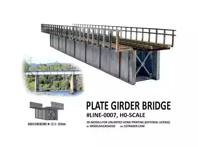 LINE-0007 Plate girder bridge riveted H0-scale 3D print model