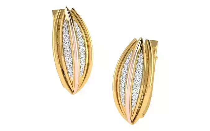 Light Weight Yellow Gold Diamond Earring EZ BI-45