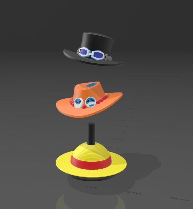 OnePiece brothers hats Luffy Sabo and Ace 3D print model_1
