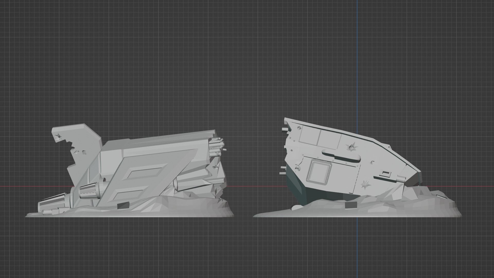 Crashed Space Ship 3D print model_2
