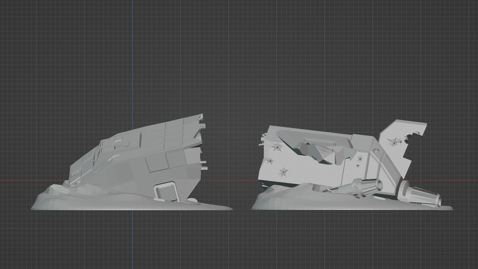 Crashed Space Ship 3D print model_3