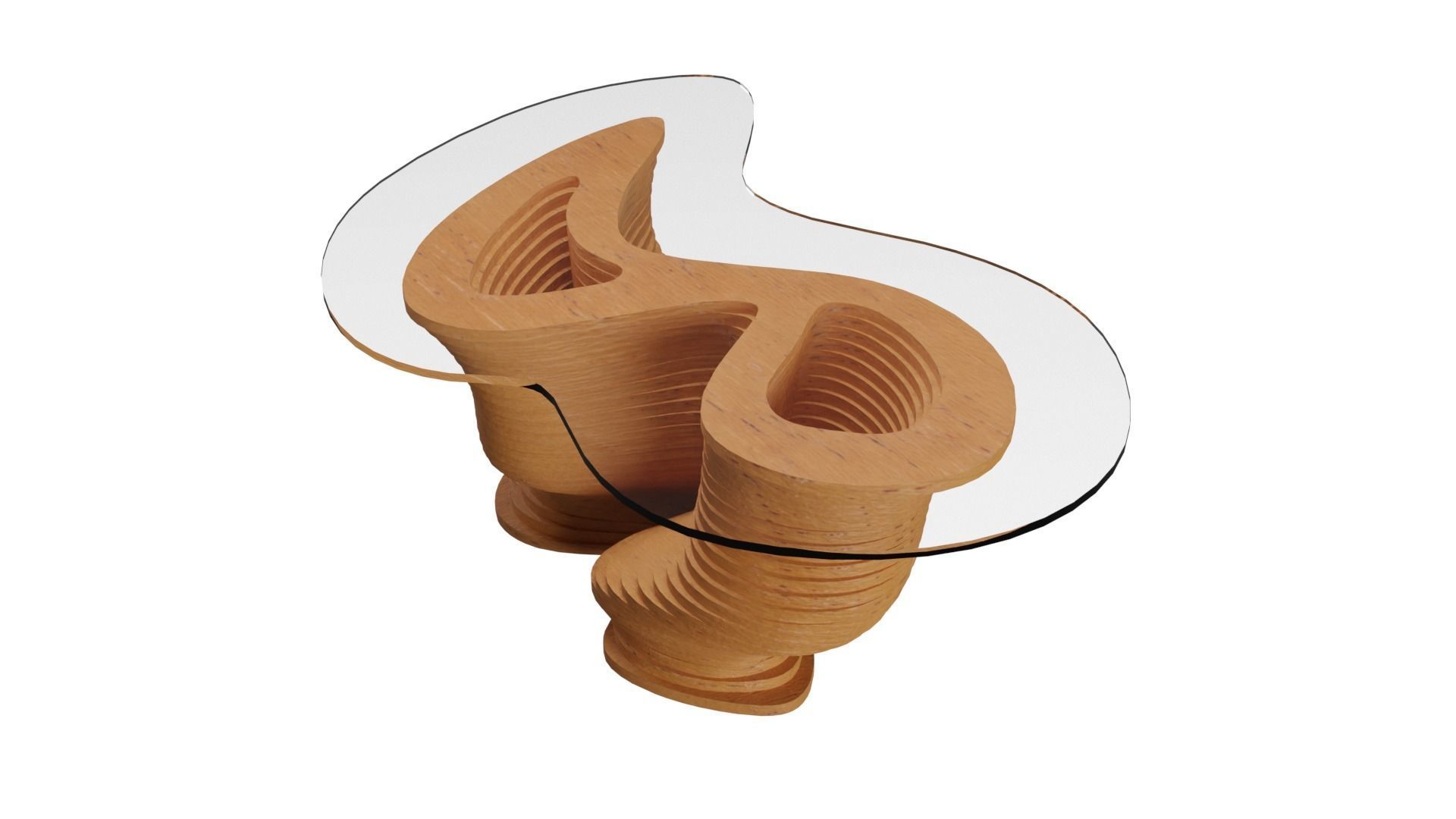 Parametric Wavy Wooden Furniture 03 - Coffee Table 3D model_3