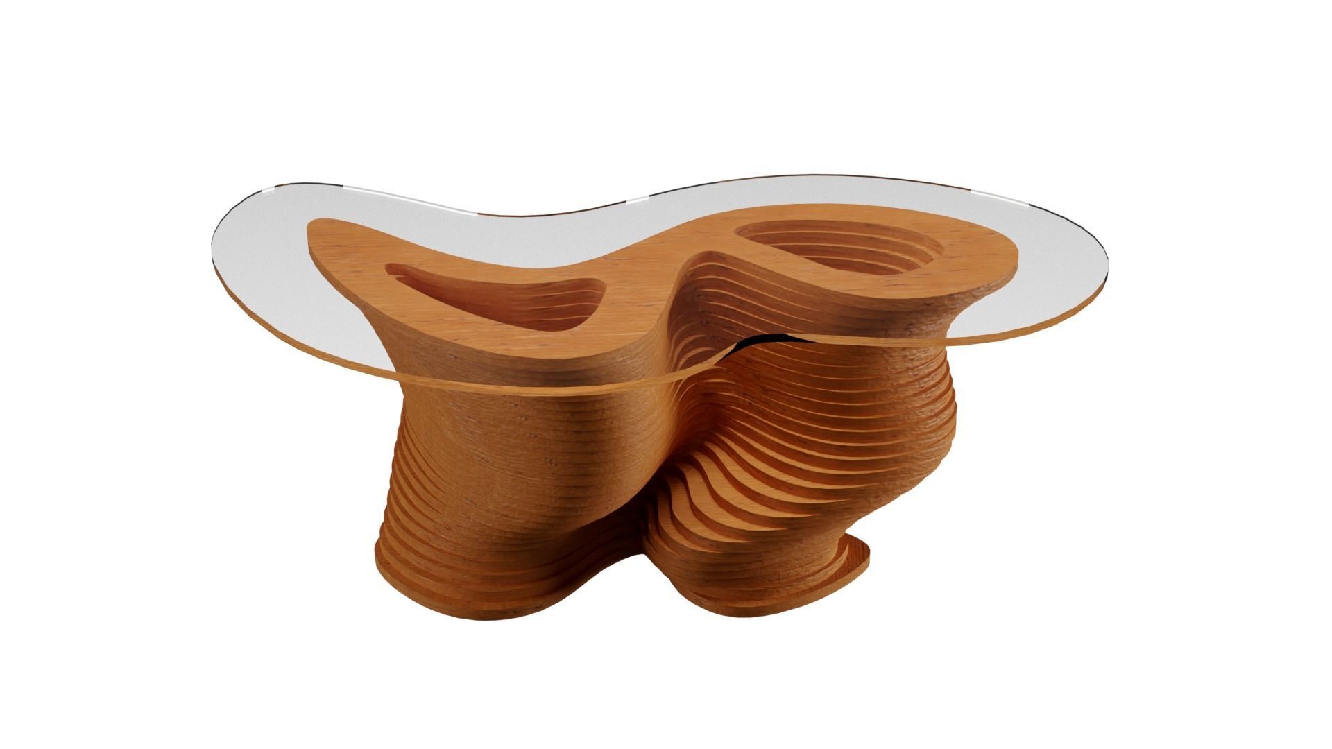Parametric Wavy Wooden Furniture 03 - Coffee Table 3D model_1
