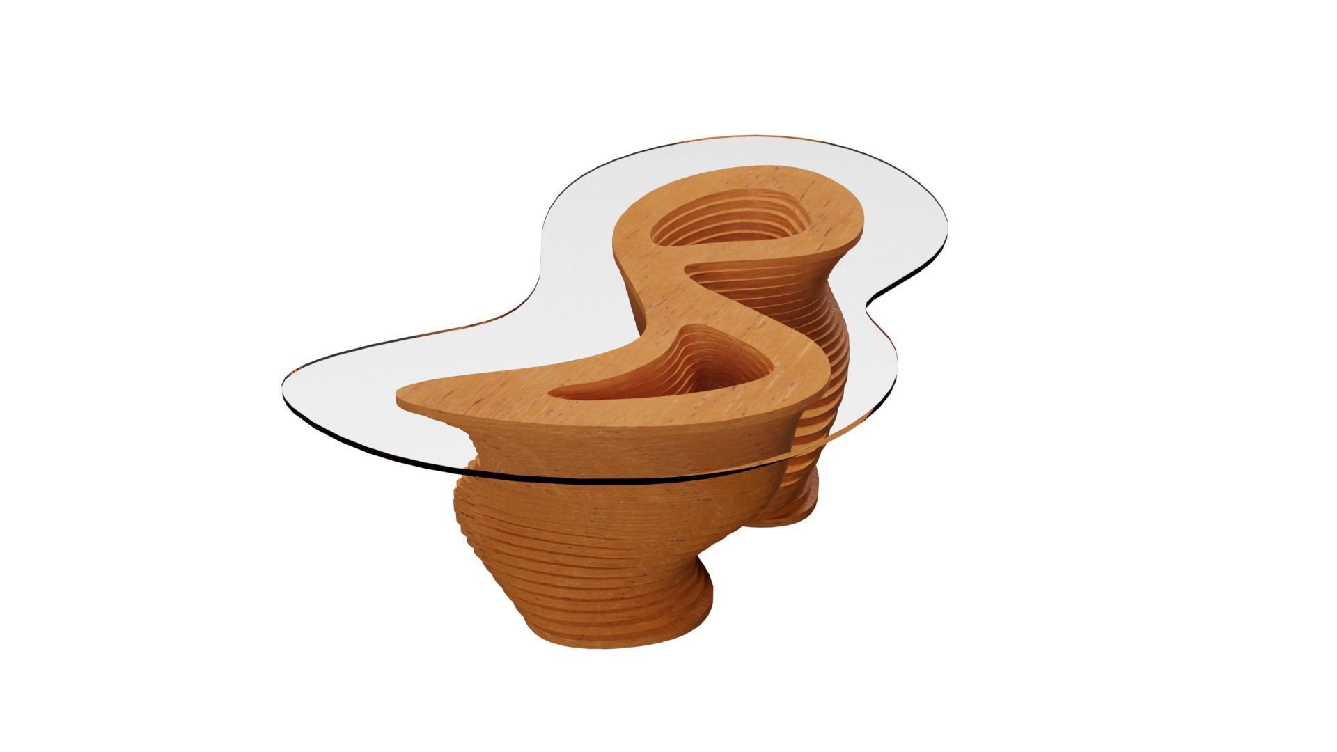 Parametric Wavy Wooden Furniture 03 - Coffee Table 3D model_2