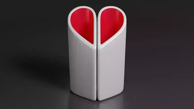 Heart Dual Vase 2 pieces Art gift for Valentines day