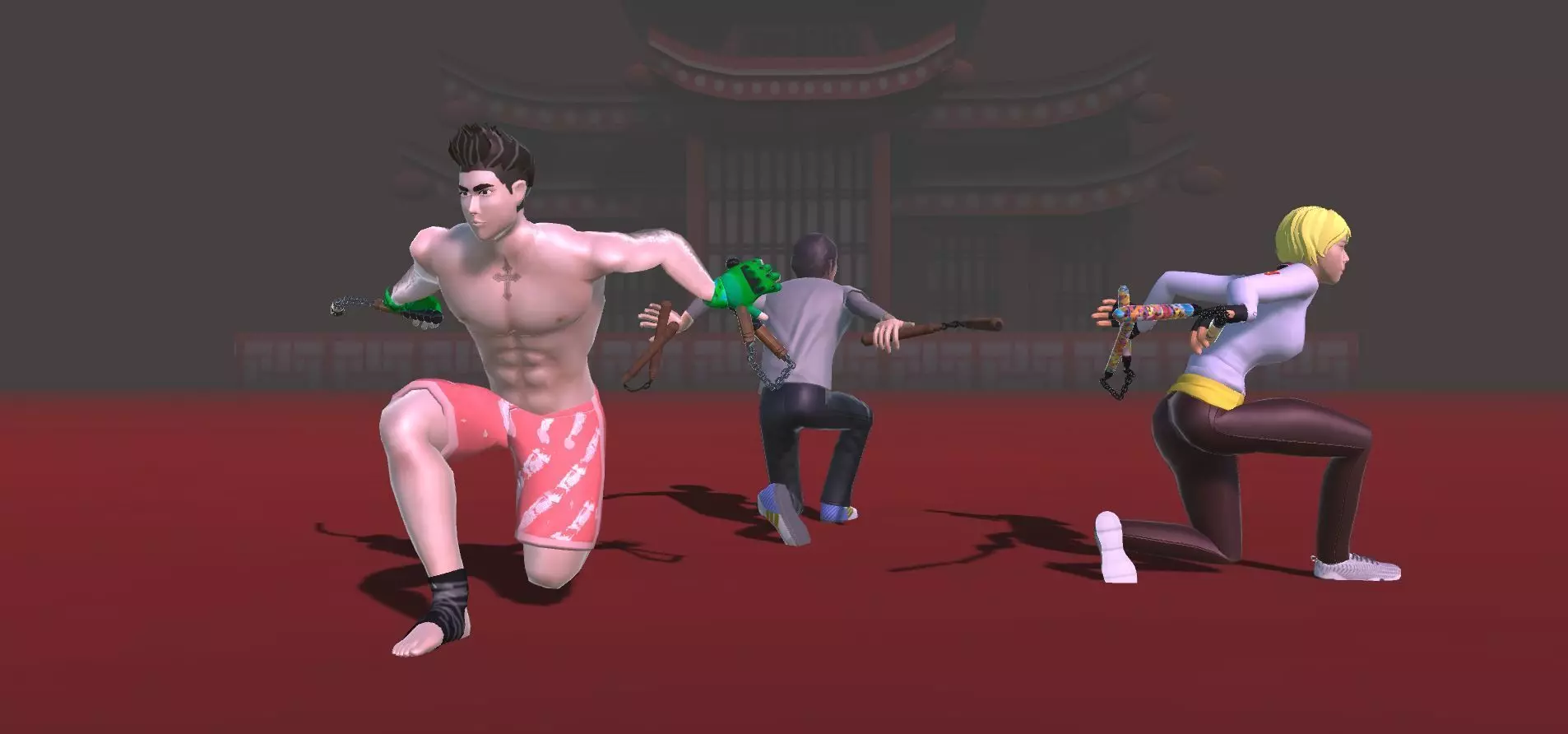 Nunchaku Animations Low-poly 3D model_0