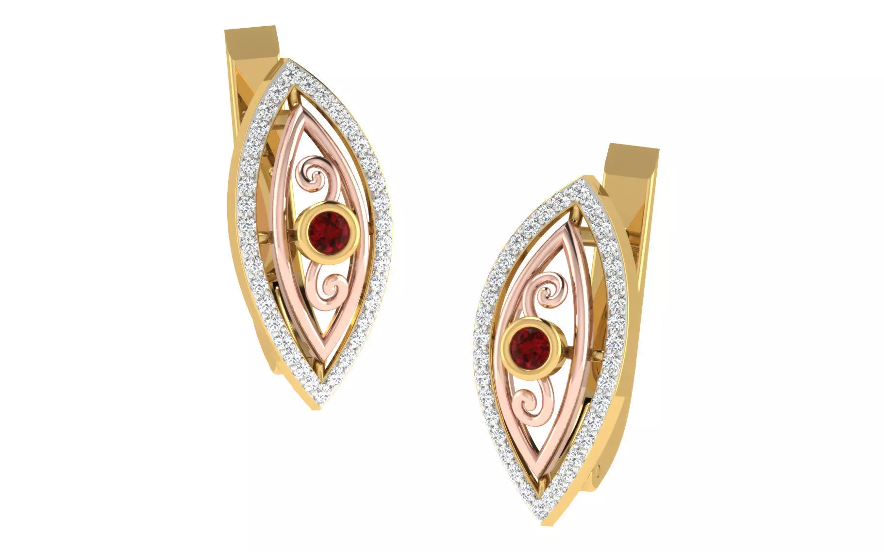 Light Weight Yellow Gold Diamond Earring EZ BI-56 3D print model