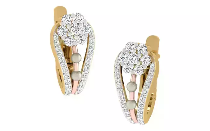 Light Weight Yellow Gold Diamond Earring EZ BI-62