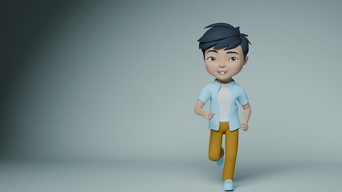 Animated Cartoon Kid 3D model