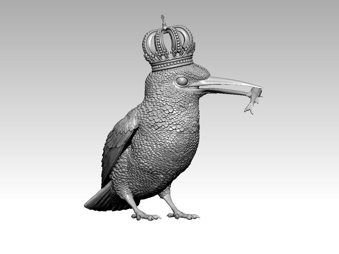 Kingfisher bird  3D print model_7