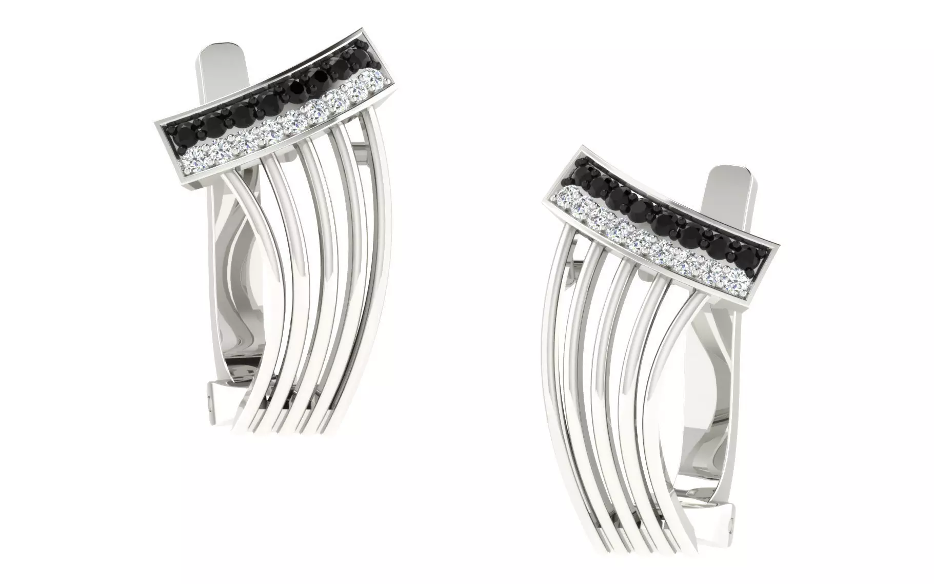 light weight White gold diamond earring 3D print model