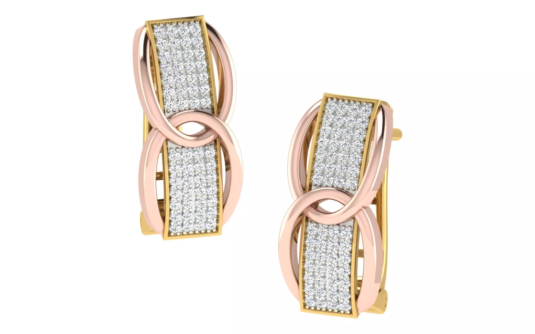 Yellow gold diamond earring-EZ BI-73 3D print model