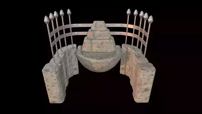 Fountain Medieval Low-poly 3D model