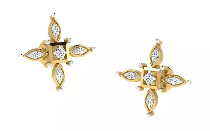Yellow gold diamond earring-EZ BI-87