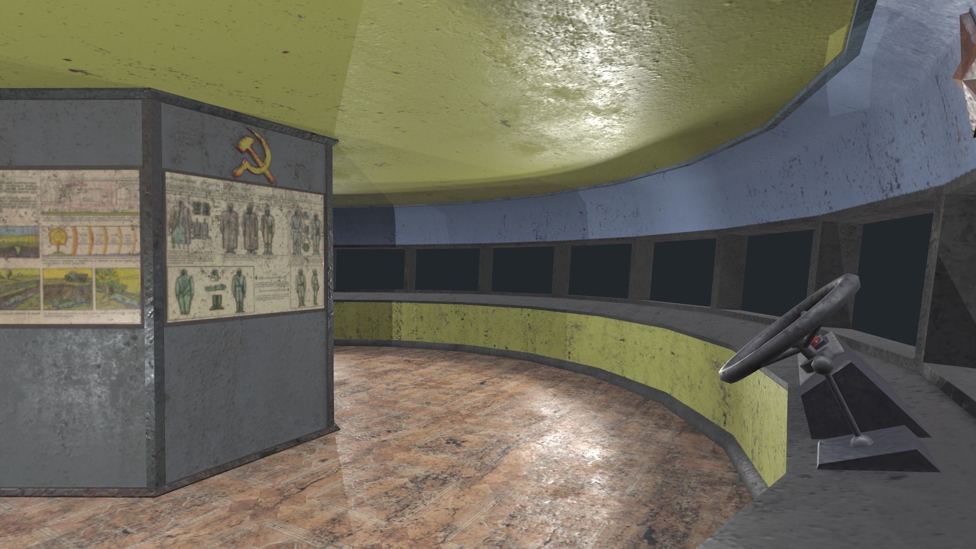 alien communist spaceship Low-poly 3D model_8