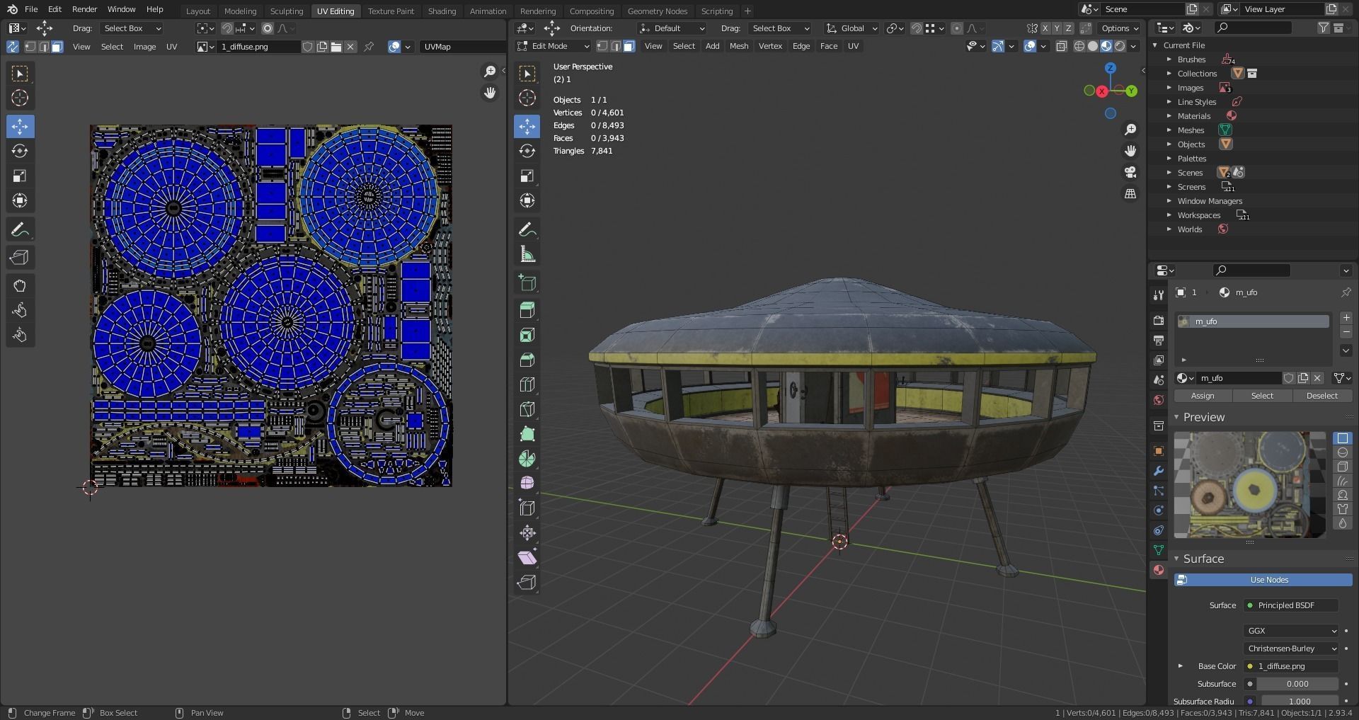 alien communist spaceship Low-poly 3D model_16