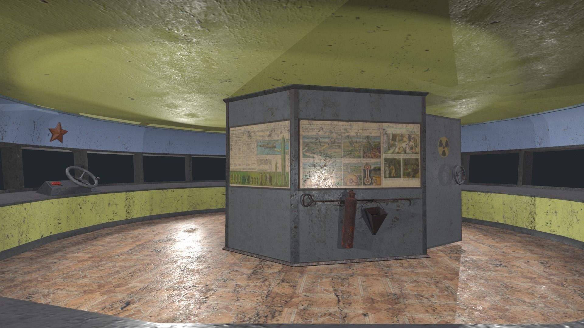 alien communist spaceship Low-poly 3D model_5