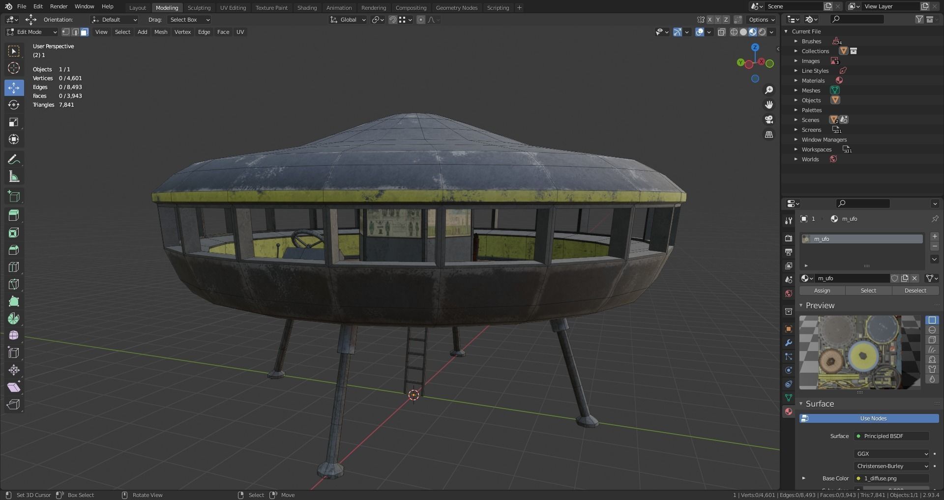 alien communist spaceship Low-poly 3D model_15