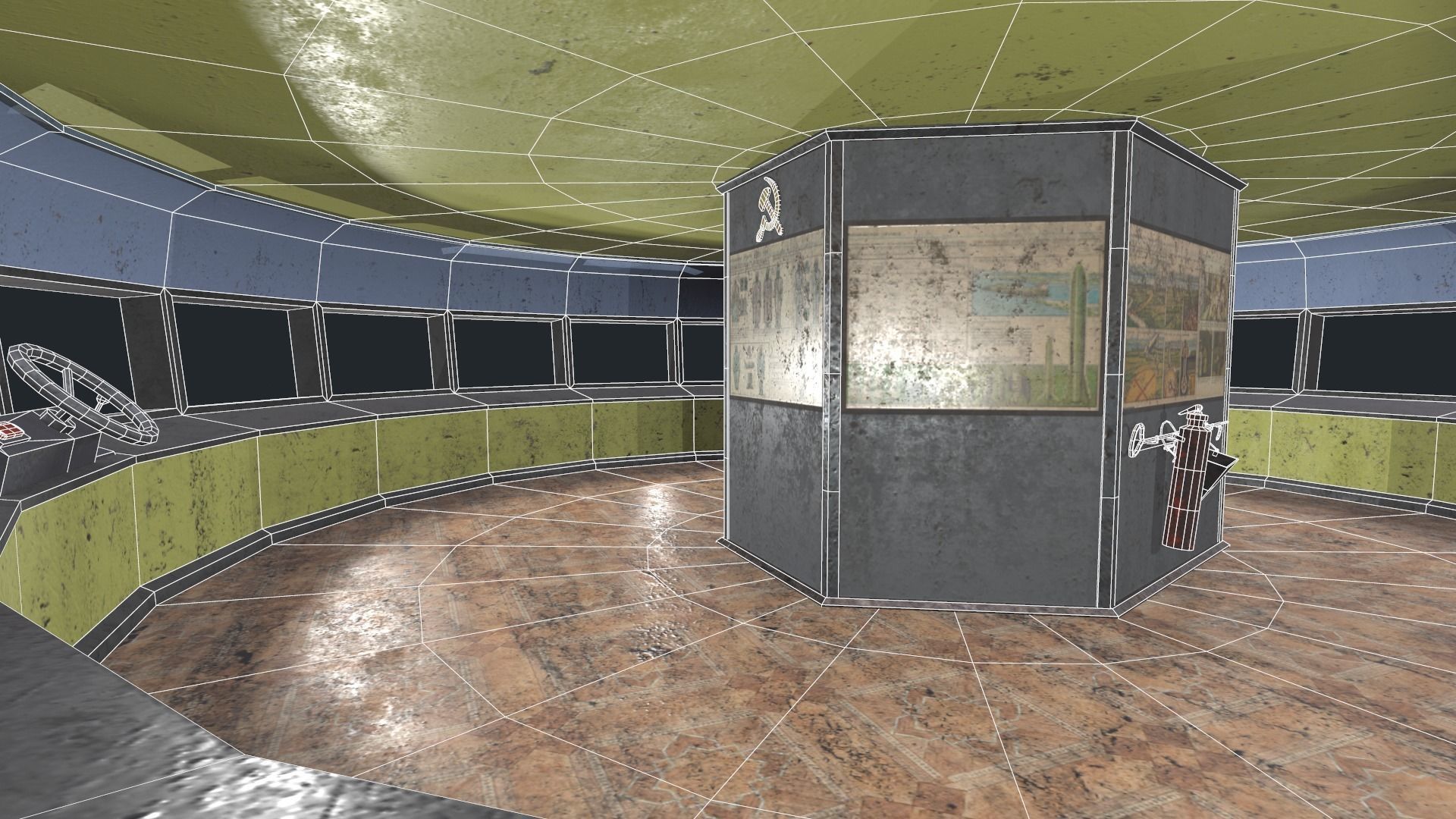 alien communist spaceship Low-poly 3D model_12