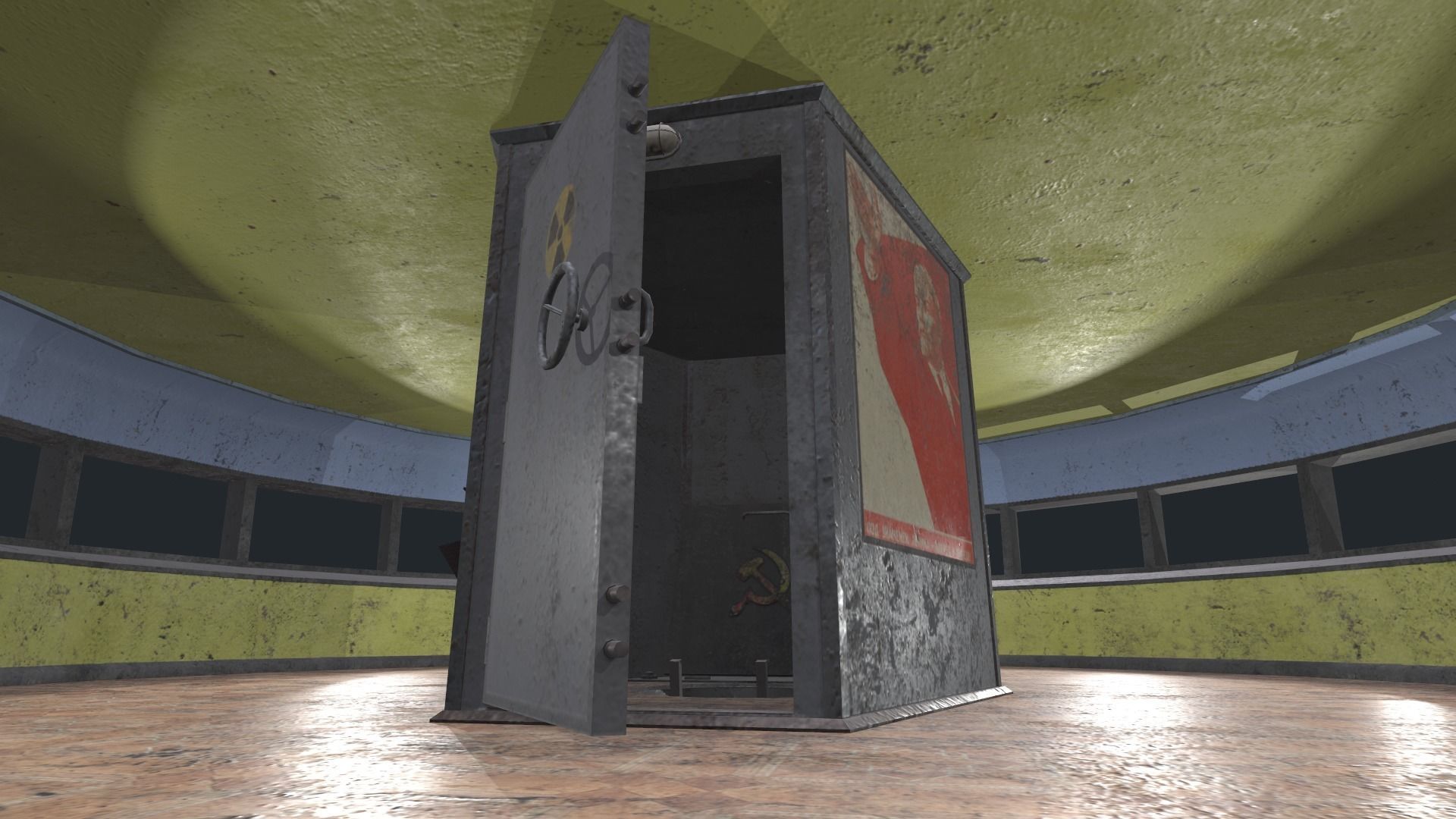 alien communist spaceship Low-poly 3D model_7