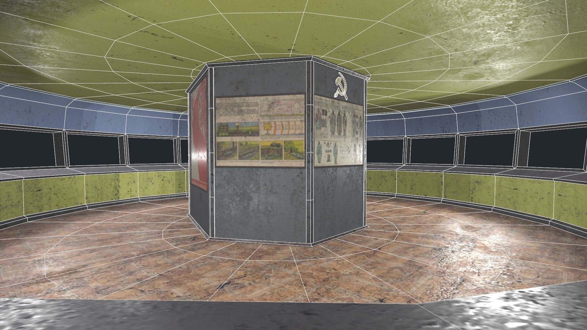 alien communist spaceship Low-poly 3D model_11