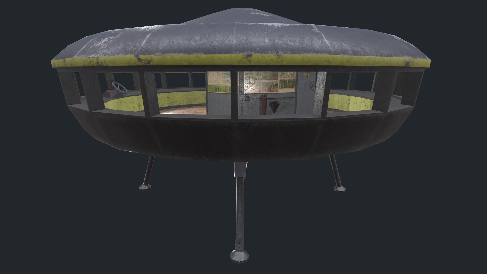 alien communist spaceship Low-poly 3D model_18