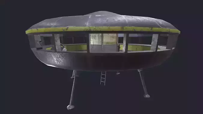 alien communist spaceship Low-poly 3D model
