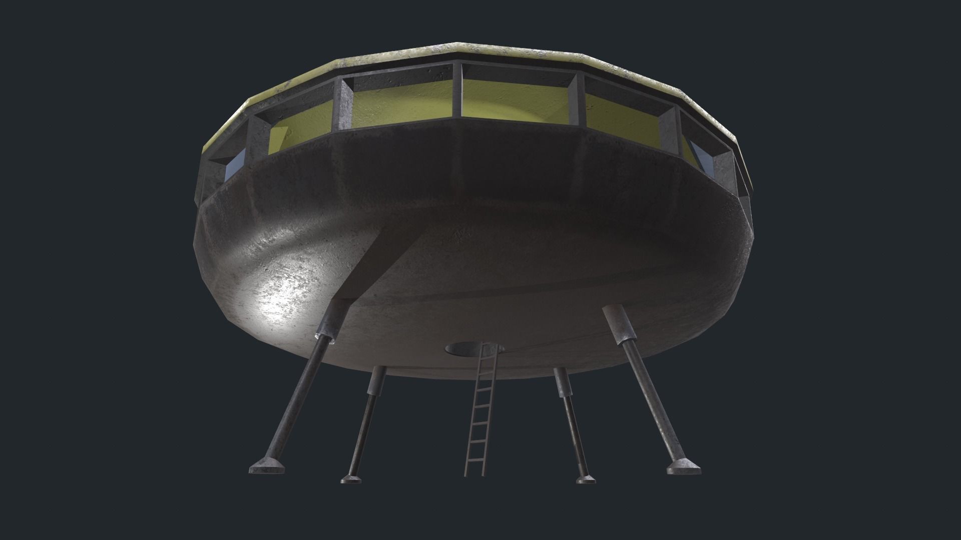 alien communist spaceship Low-poly 3D model_3