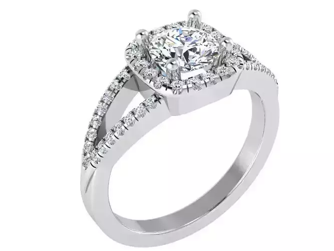 Square Halo Split Shank Ring 2965