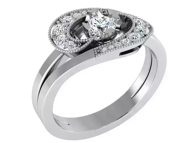 Diamond Milgrain Ring 2966