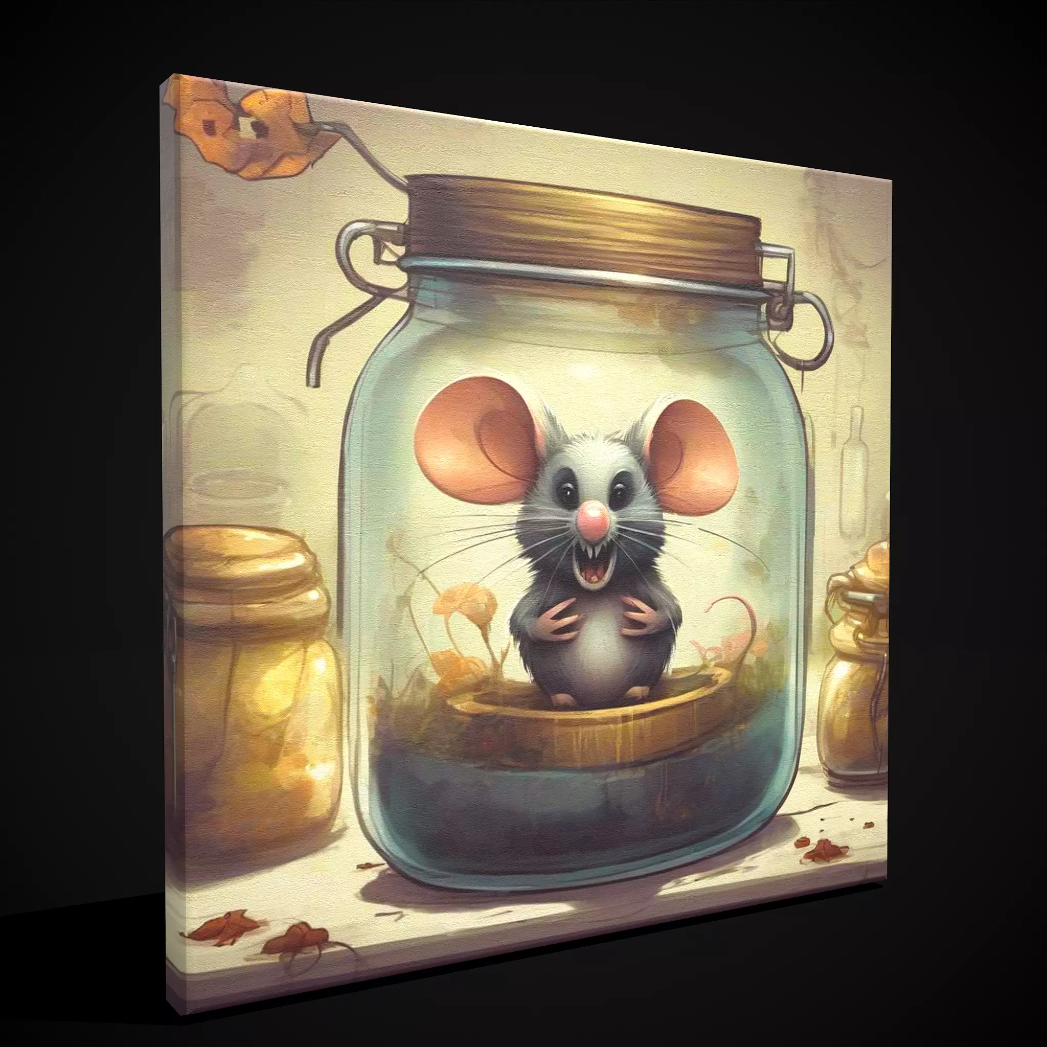 Mean Mouse in a Jar Painting Low-poly 3D model_0