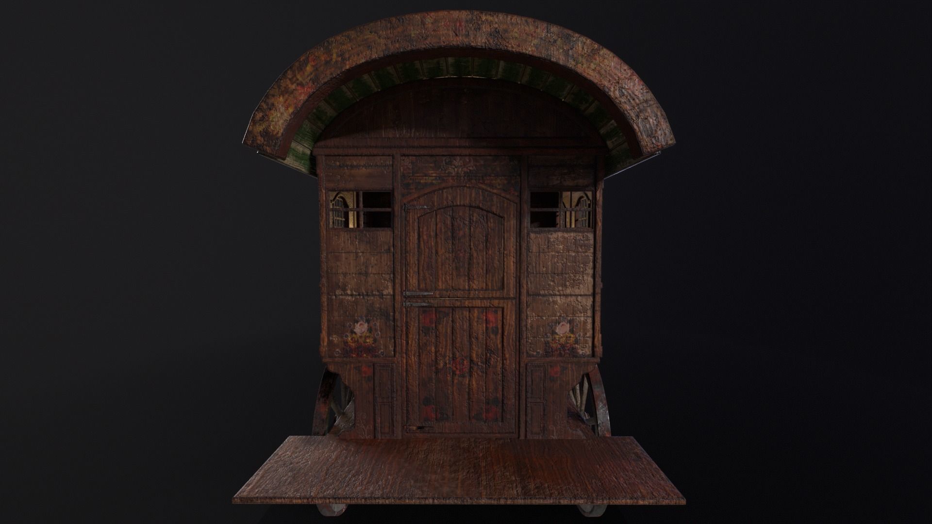 Medieval Wagon Low-poly 3D model_13