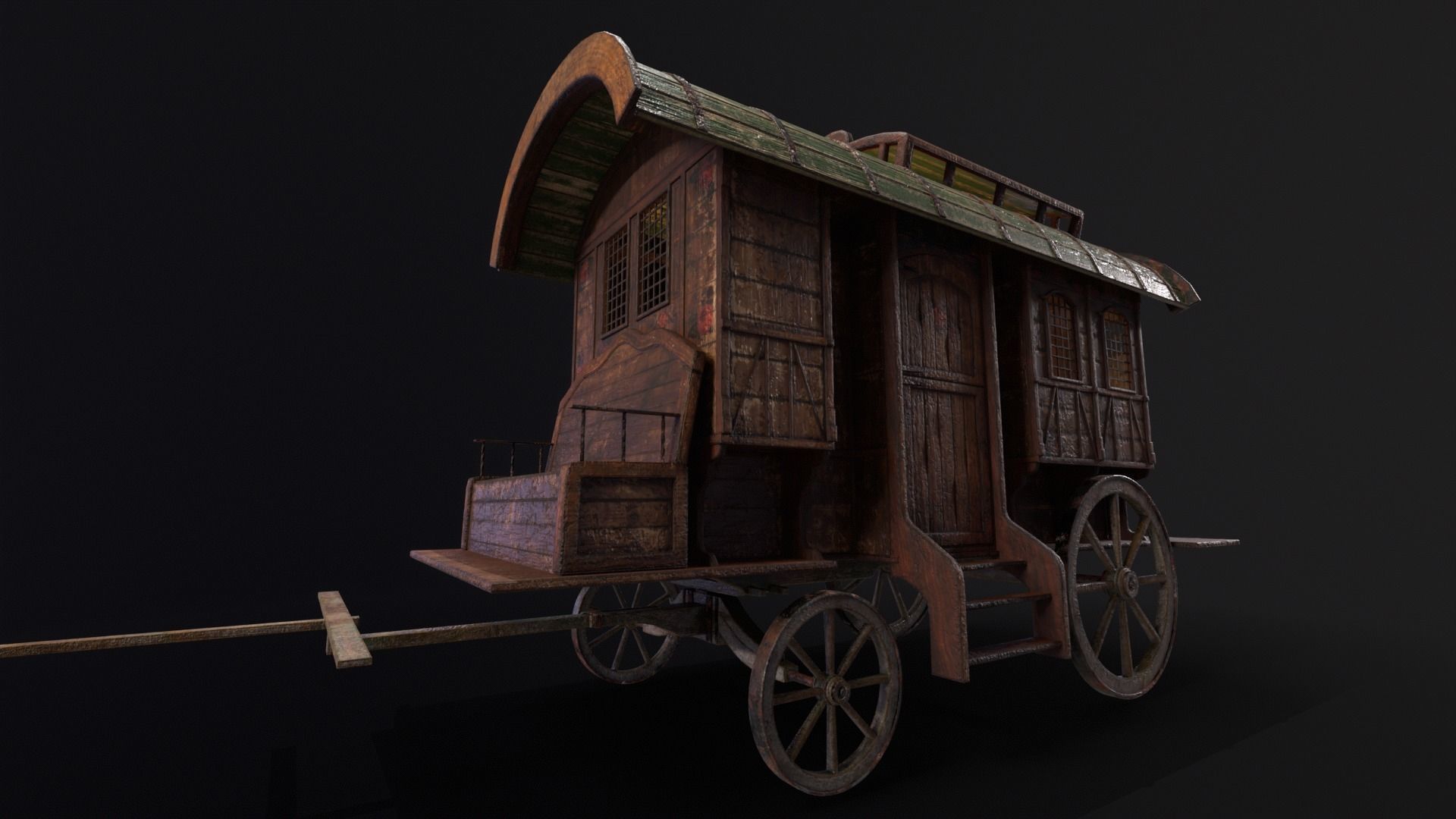 Medieval Wagon Low-poly 3D model_18