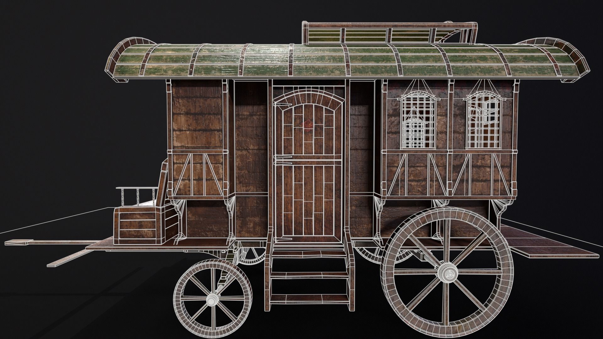Medieval Wagon Low-poly 3D model_2