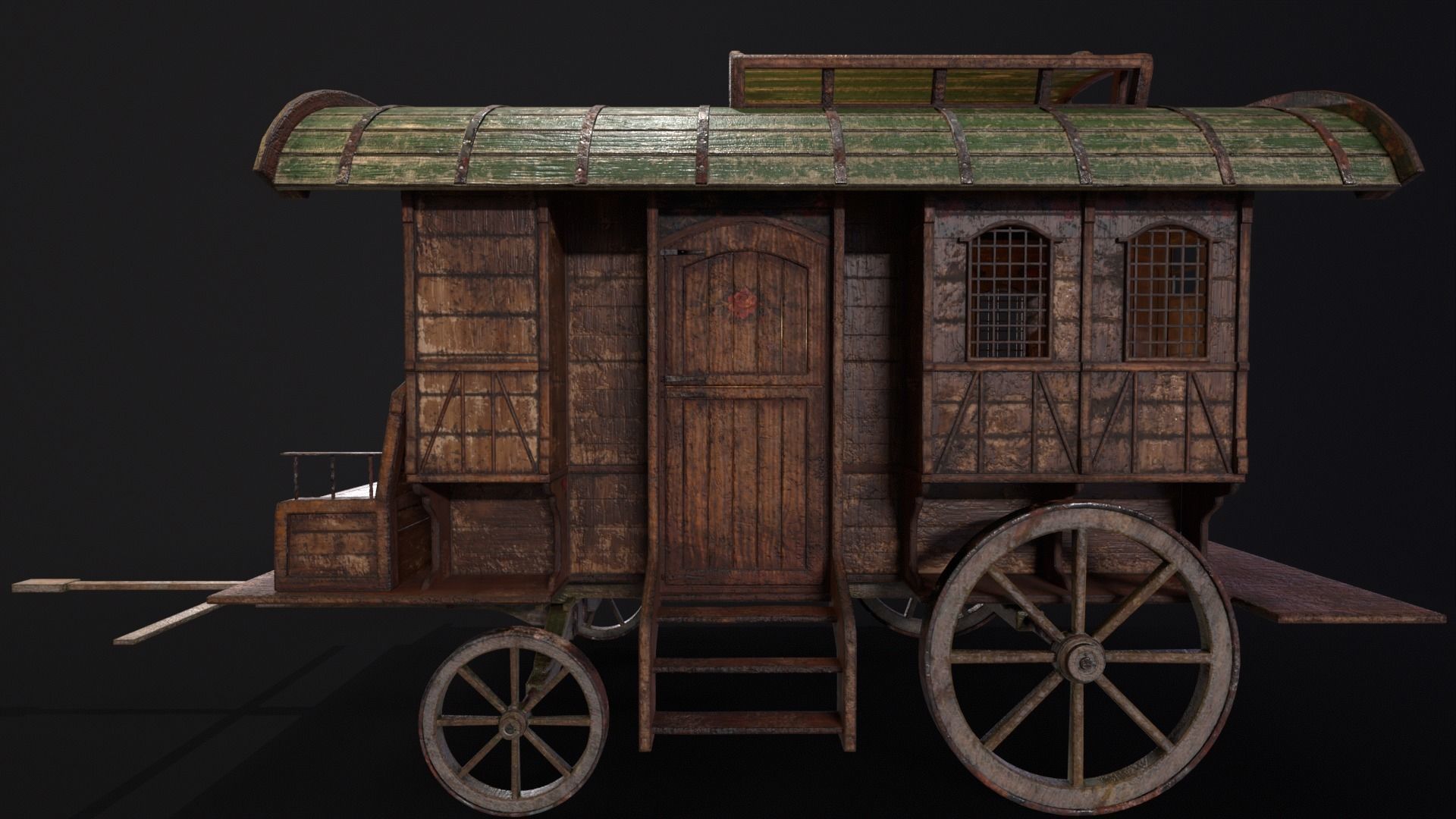Medieval Wagon Low-poly 3D model_17