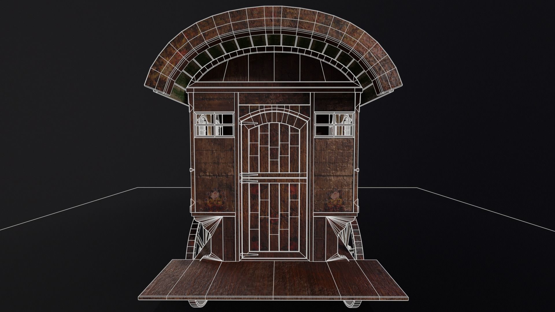 Medieval Wagon Low-poly 3D model_16