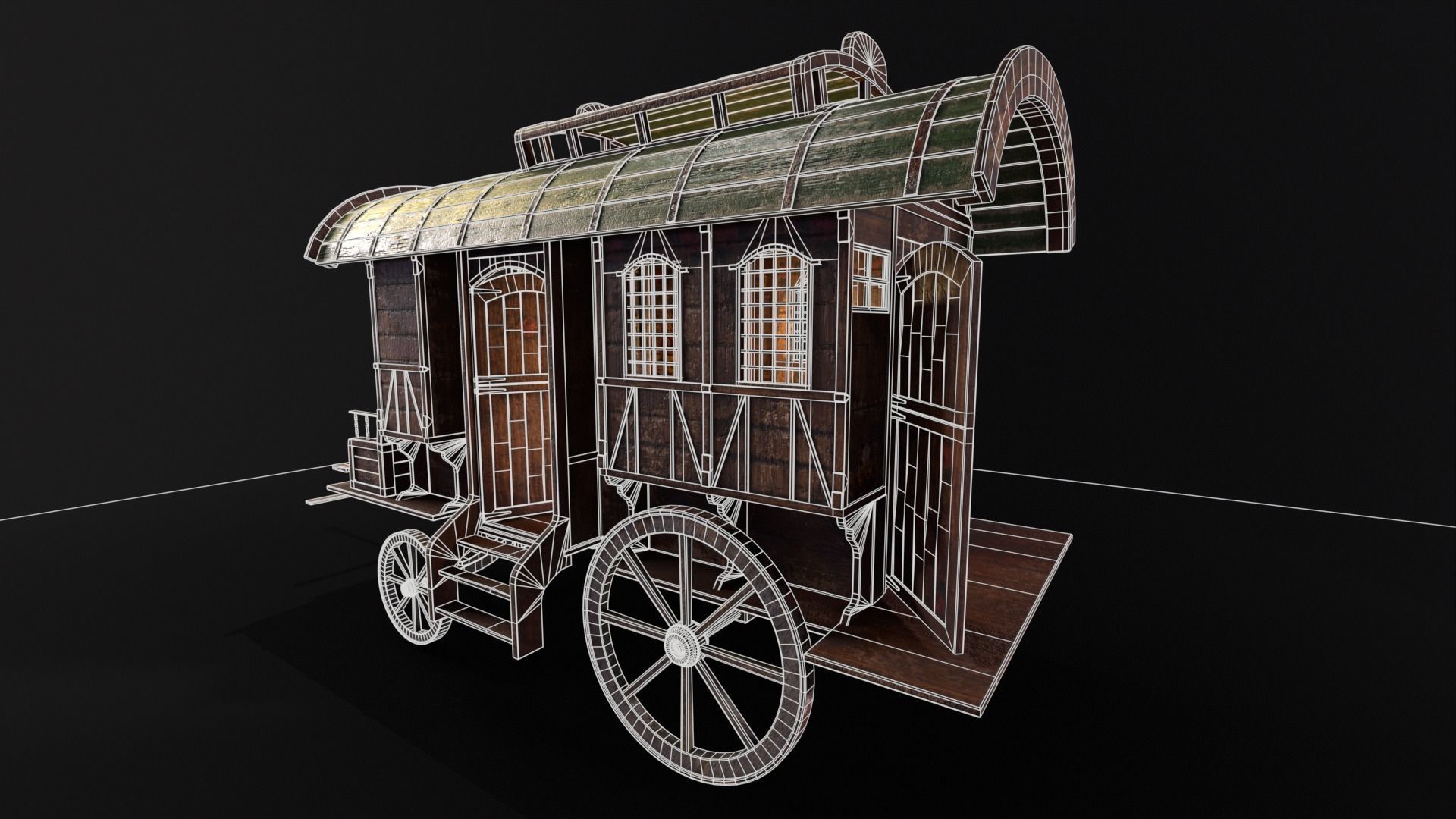 Medieval Wagon Low-poly 3D model_28