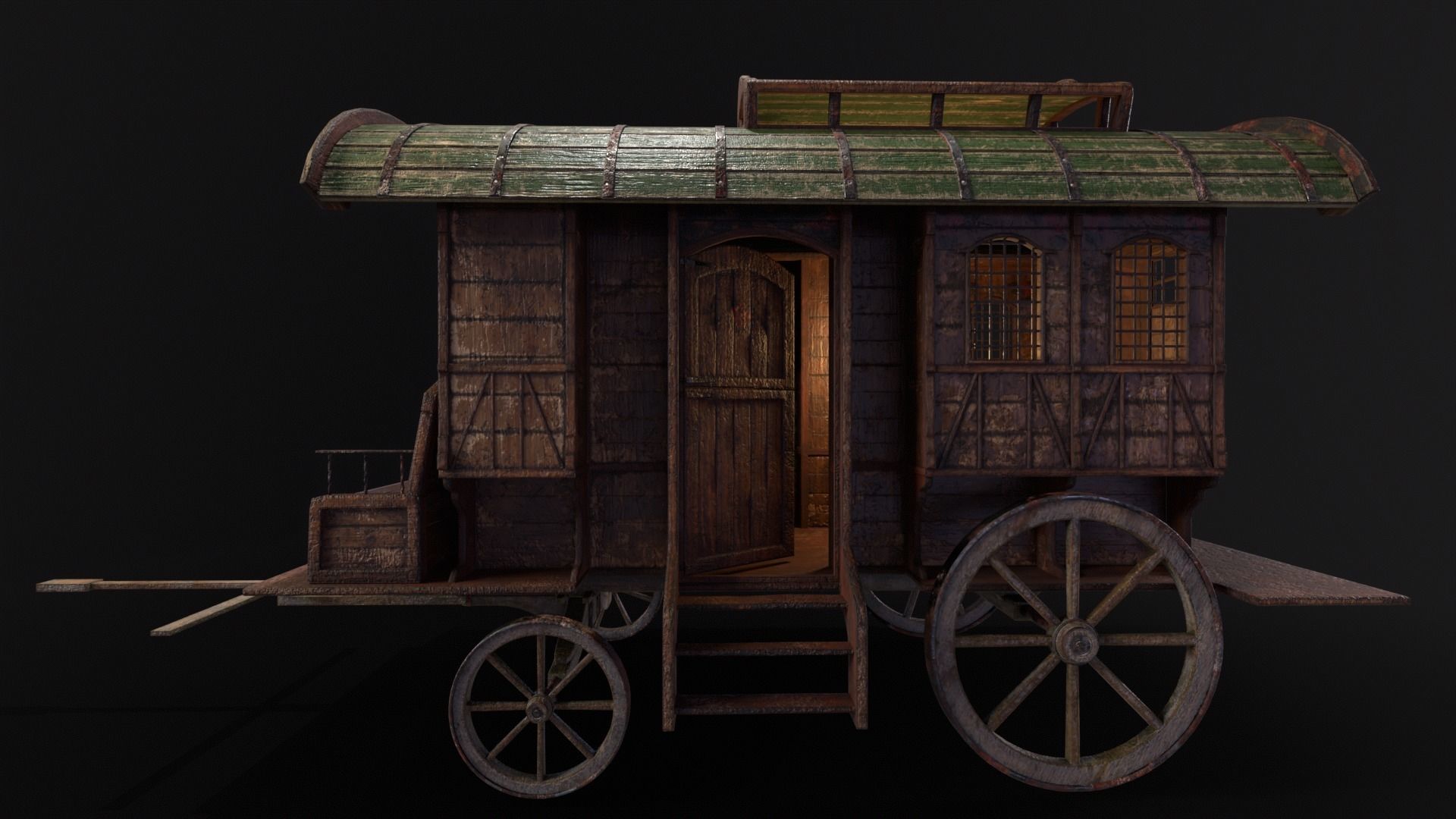 Medieval Wagon Low-poly 3D model_30