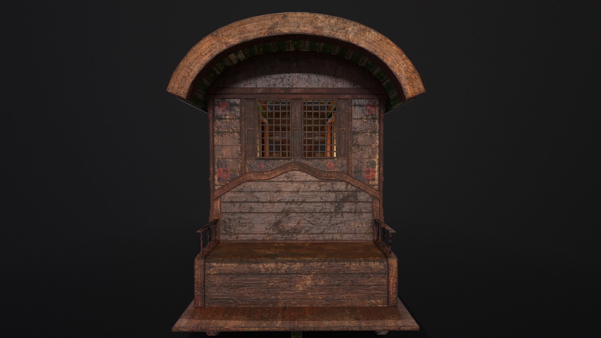 Medieval Wagon Low-poly 3D model_14