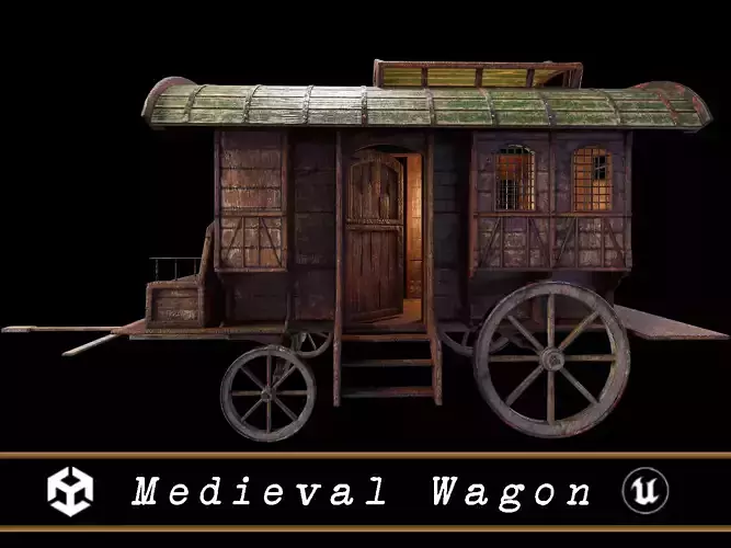 Medieval Wagon Low-poly 3D model