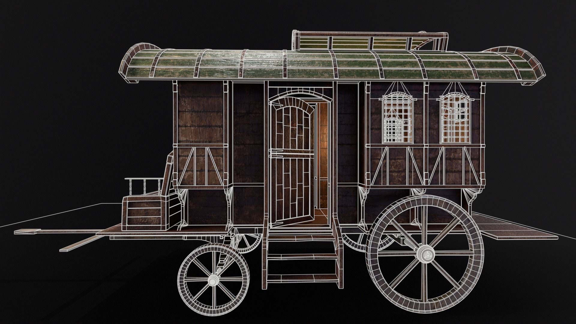 Medieval Wagon Low-poly 3D model_31