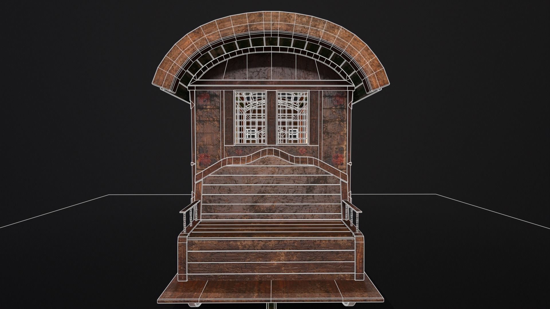 Medieval Wagon Low-poly 3D model_3